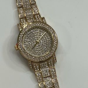 Rhinestone Gold Watch